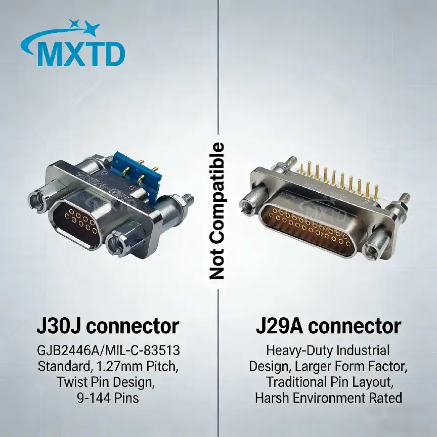Are J30J connector pins compatible with J29A connectors?
